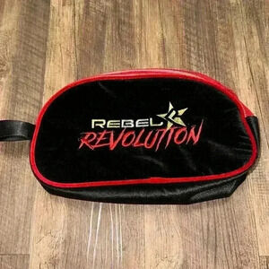 Cheer Rebel Revolution Shoe Bag BAG ONLY Black‎ and Red Velour Mesh Zip Closure